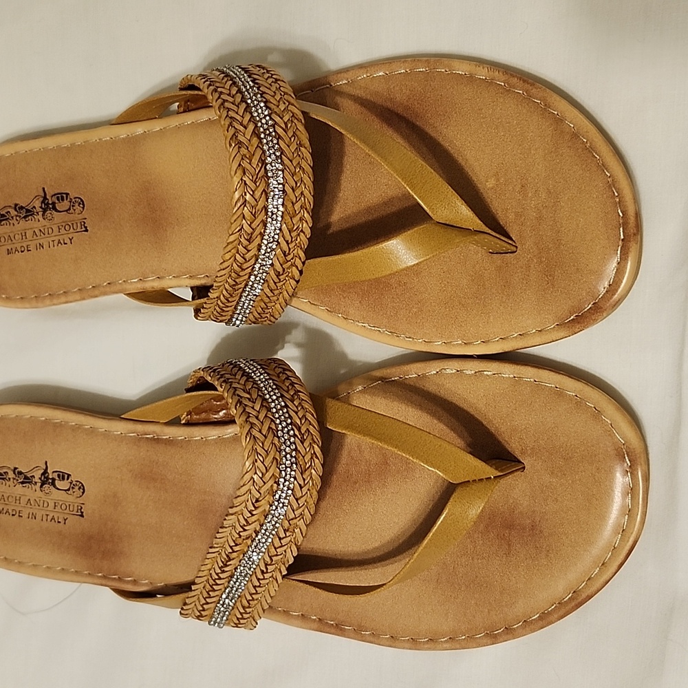 Coach and Four Tan Sandals - Picture 2 of 5